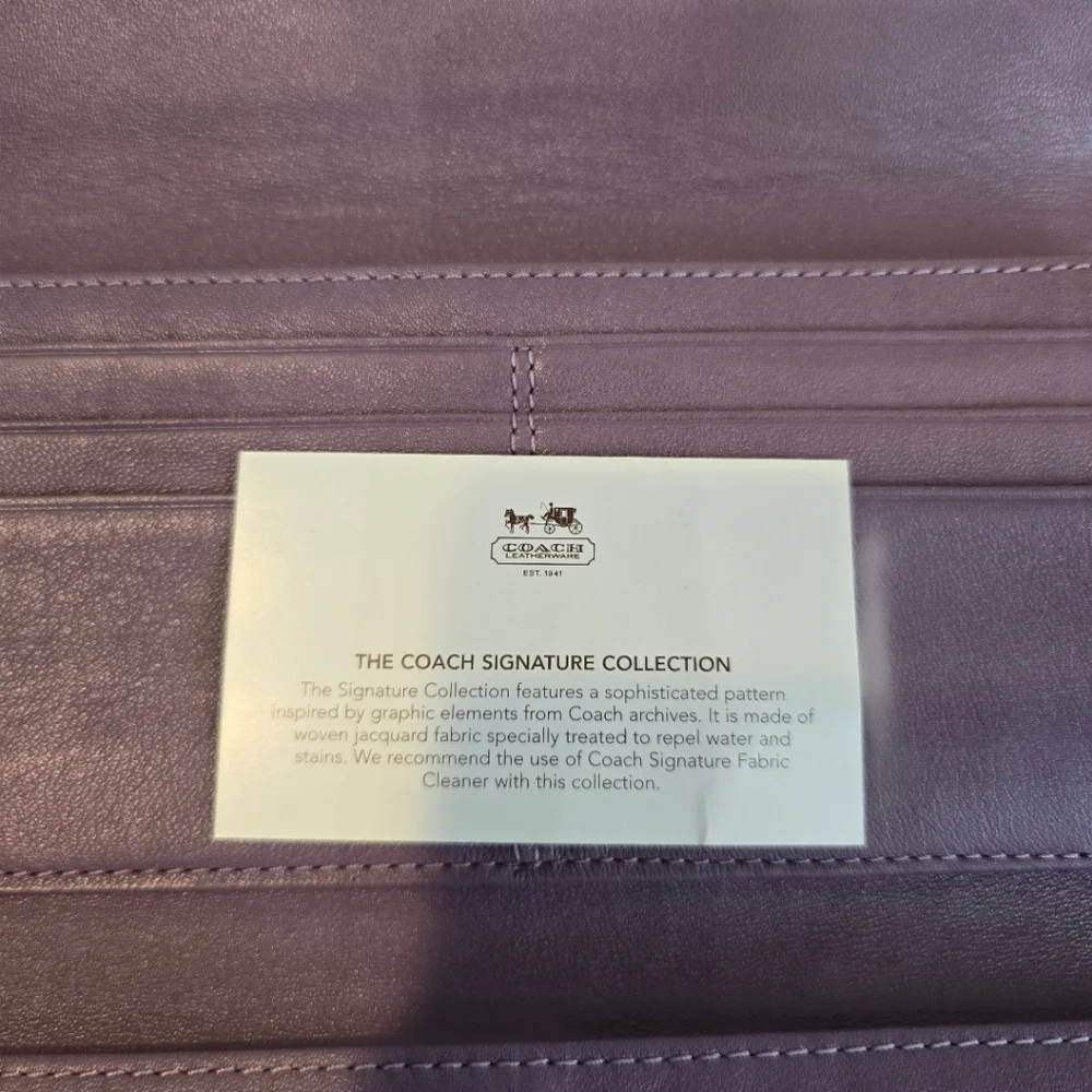 Coach Alexandra Signature Lavender Purple Sateen Trifold Wallet - Picture 8 of 11